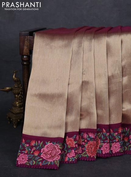 Gold & Purple Tissue Silk - Embroidery