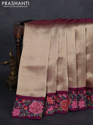 Gold & Purple Tissue Silk - Embroidery