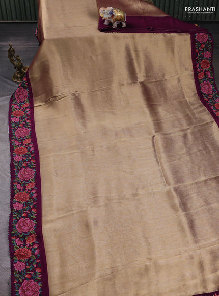 Gold & Purple Tissue Silk - Embroidery