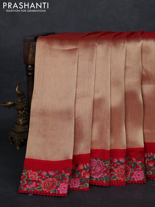 Gold & Red Tissue Silk - Embroidery