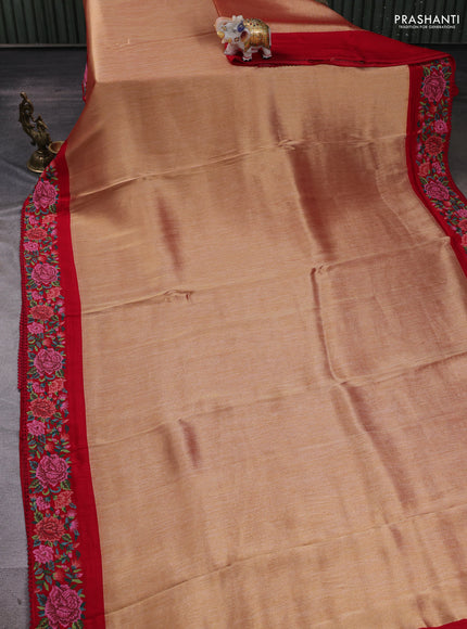 Gold & Red Tissue Silk - Embroidery