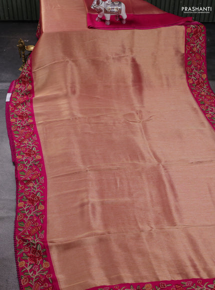 Gold & Pink Tissue Silk - Embroidery