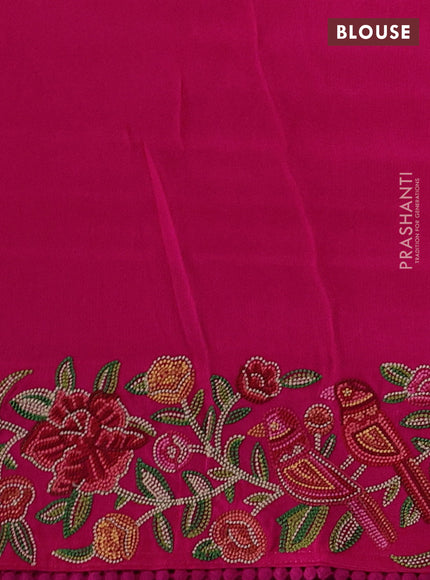 Gold & Pink Tissue Silk - Embroidery