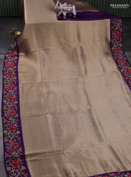Gold & Violet Tissue Silk - Embroidery