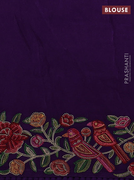 Gold & Violet Tissue Silk - Embroidery