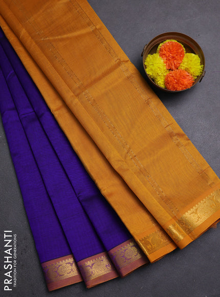 Violet & Mustard Yellow Silk Cotton Saree