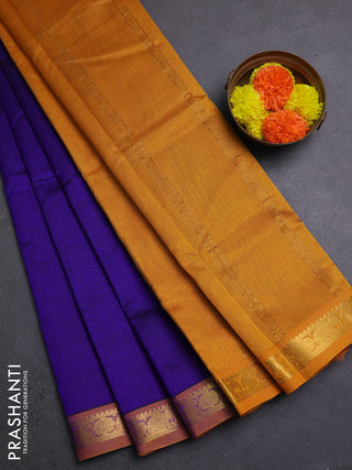 Violet & Mustard Yellow Silk Cotton Saree