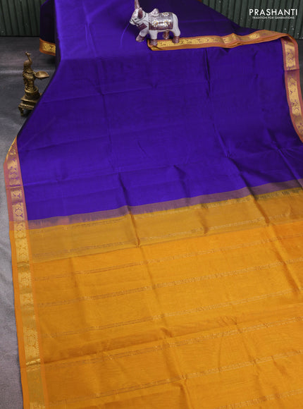 Violet & Mustard Yellow Silk Cotton Saree
