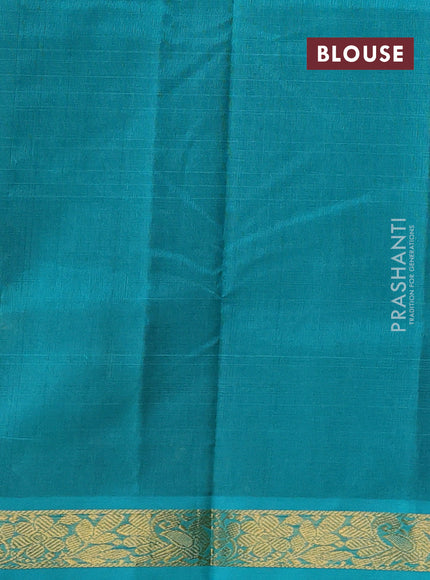 Purple & Teal Green Silk Cotton Saree