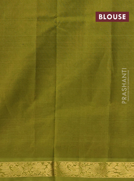 Maroon & Mehendi Green Silk Cotton Saree