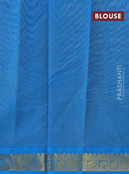Pale Yellow & Cs Blue Silk Cotton Saree