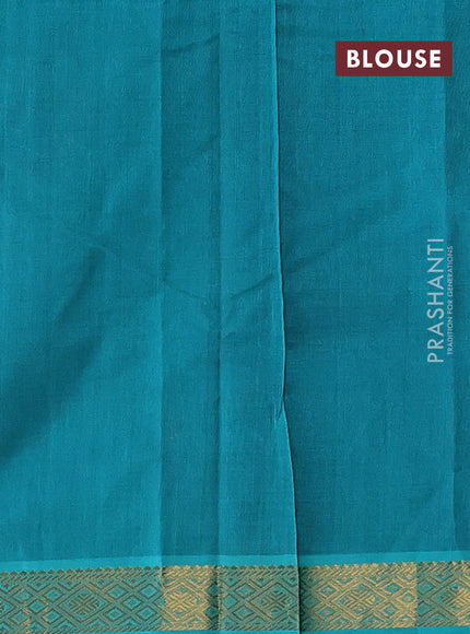Coffee Brown & Teal Blue Silk Cotton Saree