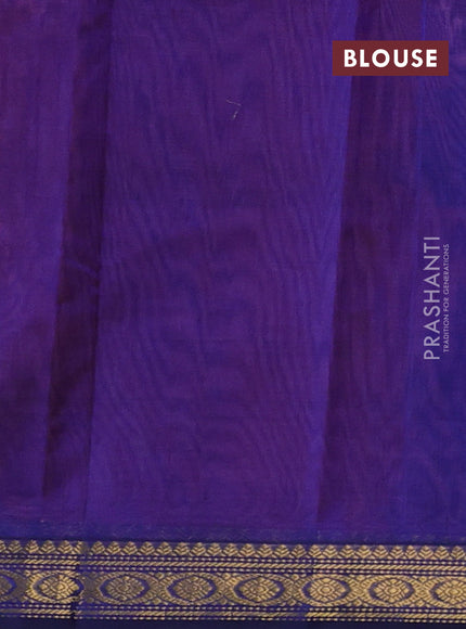 Peach Pink & Blue Silk Cotton Saree