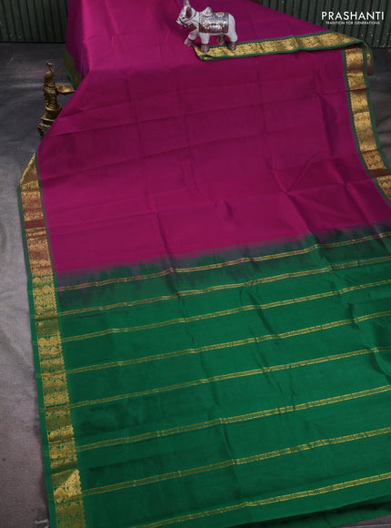 Purple & Green Silk Cotton Saree
