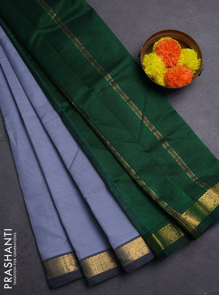 Grey & Green Silk Cotton Saree