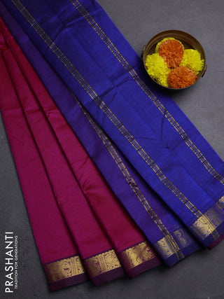 Pink & Blue Silk Cotton Saree