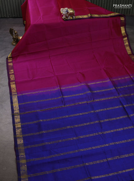 Pink & Blue Silk Cotton Saree