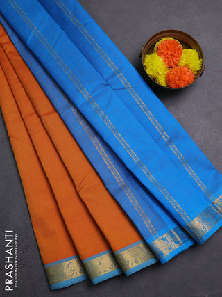 Orange & Cs Blue Silk Cotton Saree