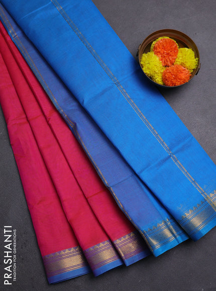 Pink & Cs Blue Silk Cotton Saree