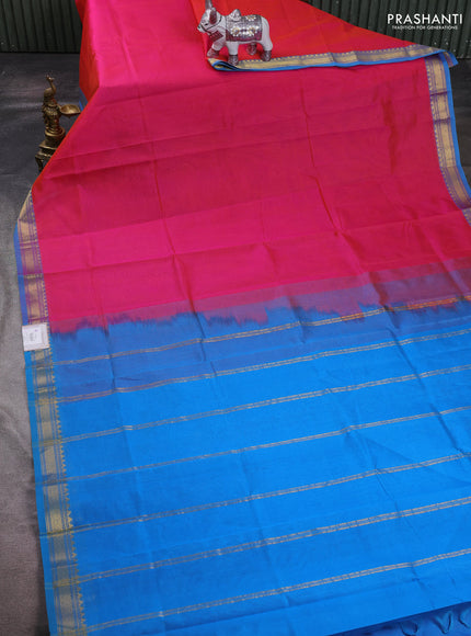Pink & Cs Blue Silk Cotton Saree
