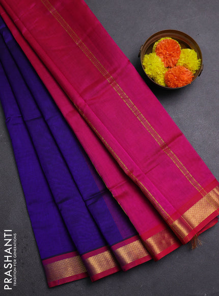 Blue & Pink Silk Cotton Saree