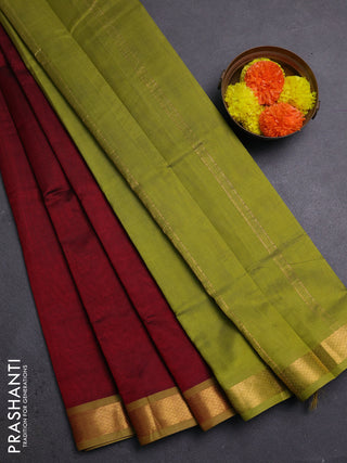 Maroon & Mehendi Green Silk Cotton Saree