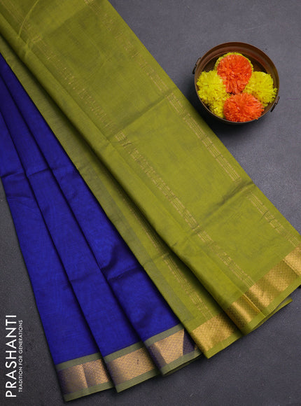 Blue & Mehendi Green Silk Cotton Saree
