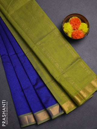 Blue & Mehendi Green Silk Cotton Saree