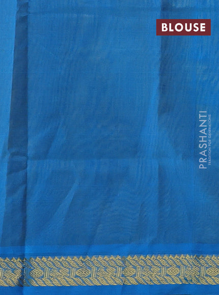 Lime Yellow & Cs Blue Silk Cotton Saree