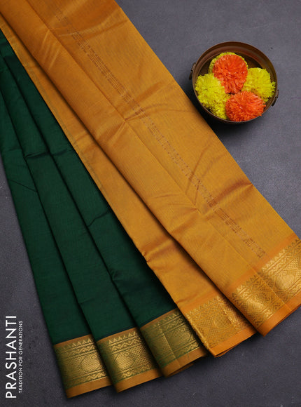 Green & Mustard Yellow Silk Cotton Saree