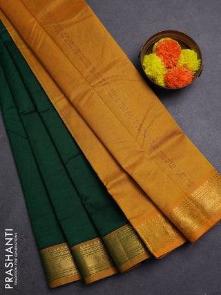 Green & Mustard Yellow Silk Cotton Saree