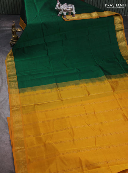 Green & Mustard Yellow Silk Cotton Saree