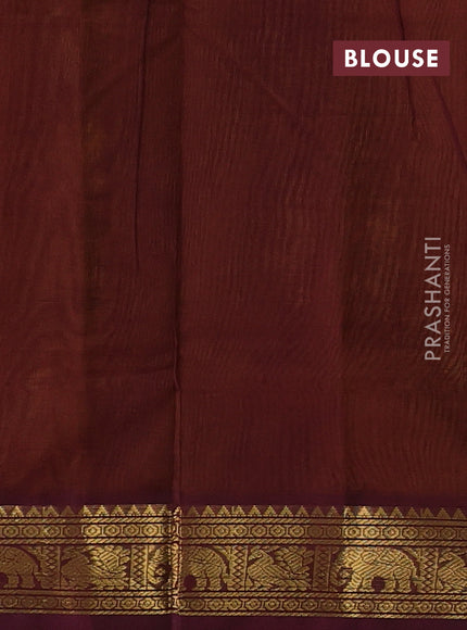 Mustard Yellow & Wine Shade Silk Cotton Saree