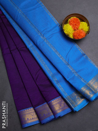 Purple & Cs Blue Silk Cotton Saree