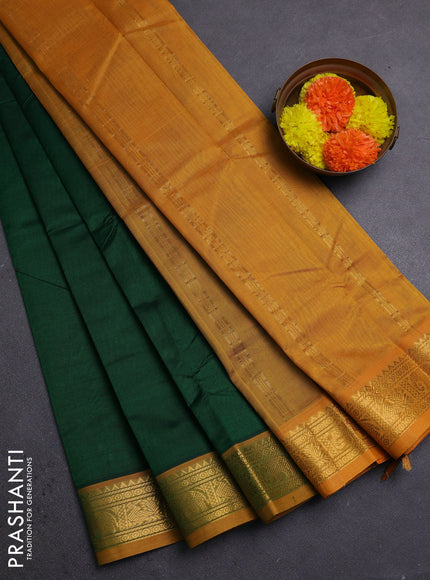 Green & Mustard Yellow Silk Cotton Saree