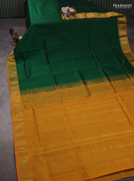 Green & Mustard Yellow Silk Cotton Saree