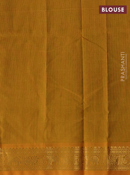 Green & Mustard Yellow Silk Cotton Saree