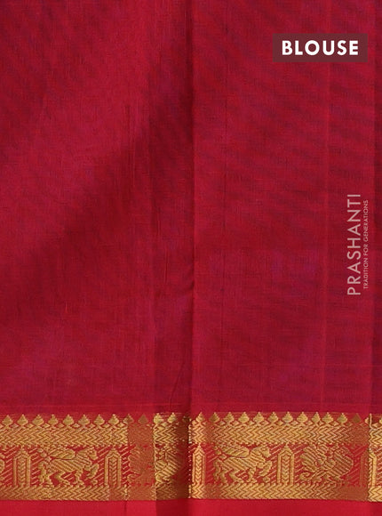 Blue & Red Silk Cotton Saree