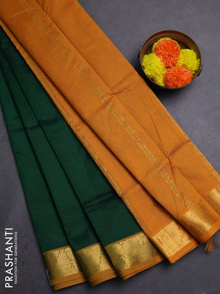 Bottle Green & Mustard Yellow Silk Cotton Saree