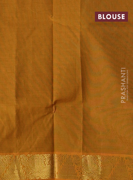 Bottle Green & Mustard Yellow Silk Cotton Saree
