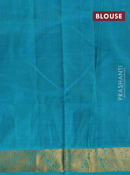 Blue & Teal Green Silk Cotton Saree