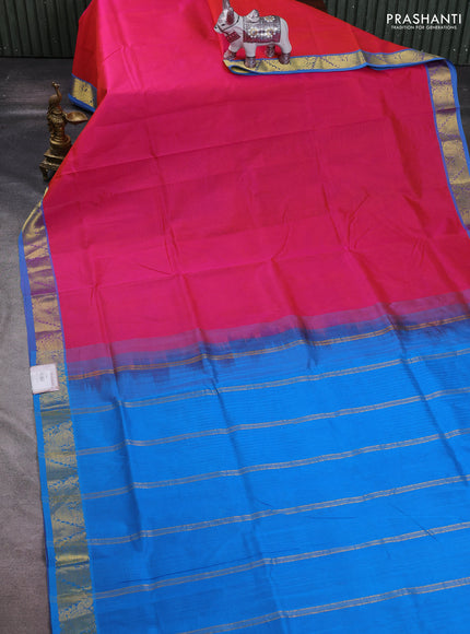 Pink & Cs Blue Silk Cotton Saree