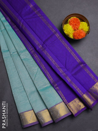 Teal & Violet Silk Cotton Saree