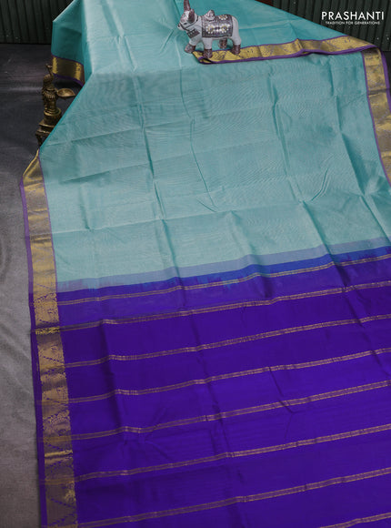 Teal & Violet Silk Cotton Saree