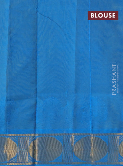Lime Yellow & Cs Blue Silk Cotton Saree