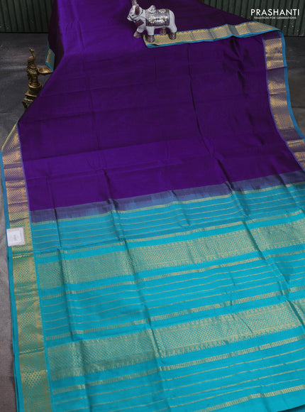 Violet & Teal Blue Silk Cotton Saree