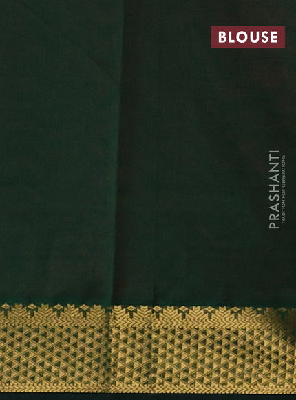 Red & Bottle Green Silk Cotton Saree