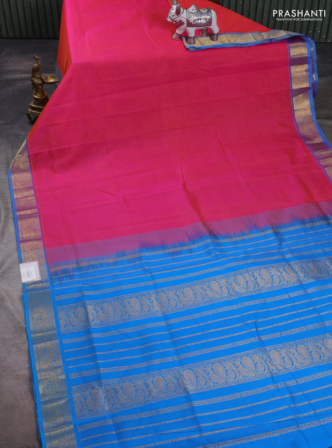 Pink & Cs Blue Silk Cotton Saree