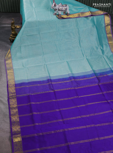 Teal  & Violet Silk Cotton Saree
