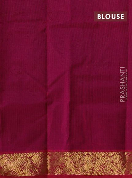 Bottle Green & Pink Silk Cotton Saree
